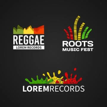 Set of reggae music equalizer logo emblem vector on dark background Stock Illustration