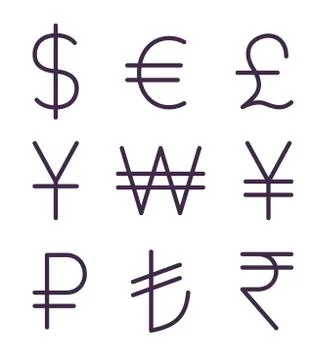 Set of regular currency signs Stock Illustration