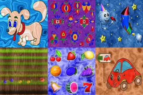 Set of relief painting generated textures Stock Illustration