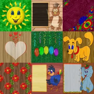 Set of relief painting generated textures Stock Illustration