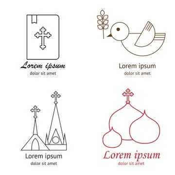 Set of religious logo template. Stock Illustration