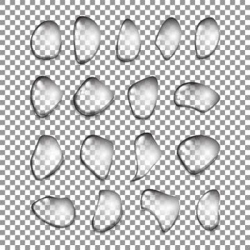 Set of relistic water drops isolated on transparent background. vector Stock Illustration