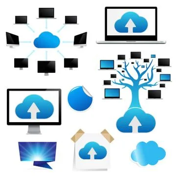 Set reminder with cloud computing icon Stock Illustration