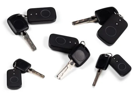 Set of a remote car keys isolated on a white background Stock Photos