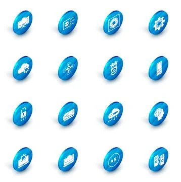 Set Remote control, Computer cooler, Processor, Cloud technology data transfer Stock Illustration