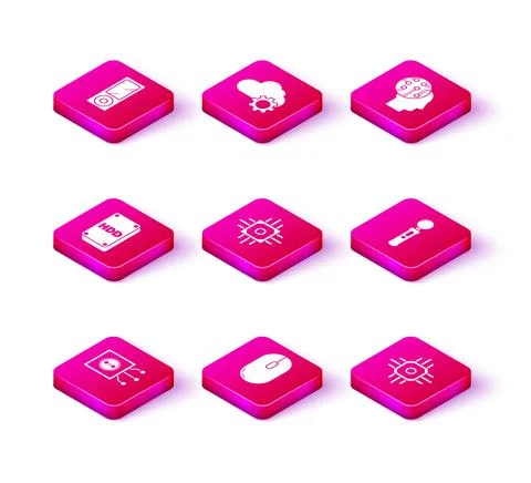 Set Remote control, Computer mouse, Hard disk drive HDD, Processor, Gamepad イラスト素材