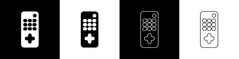 Set Remote control icon isolated on black and white background. Vector Stock Illustration