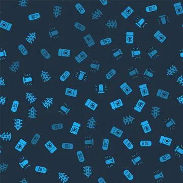 Set Remote control, Photo camera, Flasher siren and Traffic light on seamless Illustrazione stock