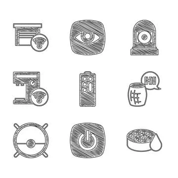 Set Remote control, Smart home, Water sensor, Voice assistant, Robot vacuum Stockillustratie
