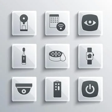 Set Remote control, Smart home, with smart watch, Water sensor, Motion, Electric Illustrazione stock