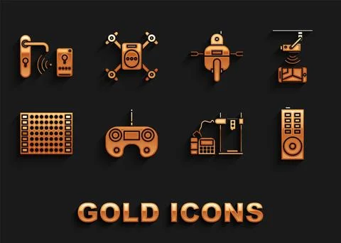 Set Remote control, Wireless Controlling CCTV security camera, 3D printer Stock Illustration