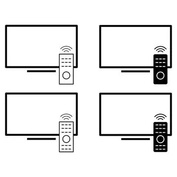 Set of Remote tv device icon, media television sign, web digital vector illus Stock Illustration