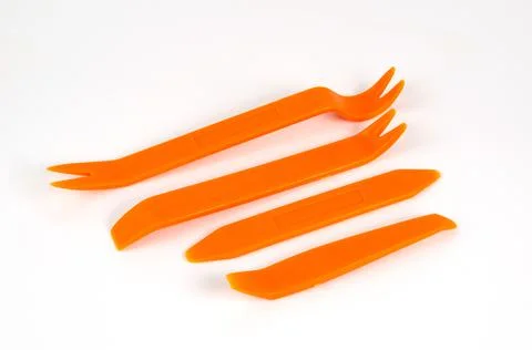 Set for removal of plating in the car. Plastic tools for removing plastic par Stock Photos