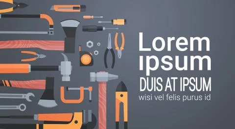 Set Of Repair And Construction Working Hand Tools, Equipment Collection Over Stock Illustration