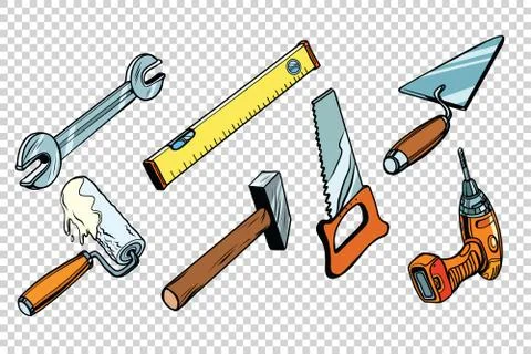 Set repair tools, isolated background Stock-Illustration