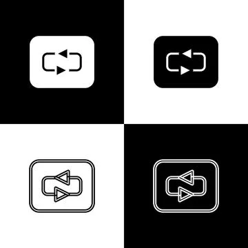 Set Repeat button icon isolated on black and white background. Vector Stock Illustration