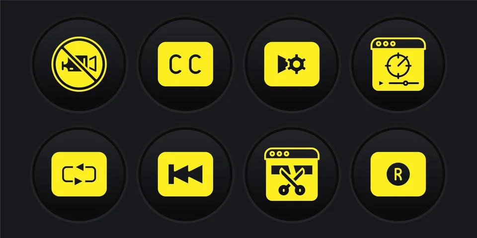 Set Repeat button, Online play video, Rewind, Video recorder or editor, Music 스톡 일러스트