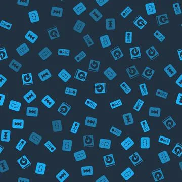 Set Repeat button, Record, Vinyl player with vinyl disk and Rewind on seamless Stock Illustration