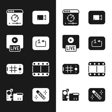 Set Repeat track music player, Live stream, Online video, Play button, Selfie Stock Illustration