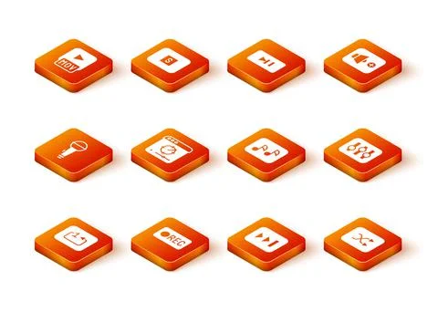 Set Repeat track music player, Record button, Microphone, Online video, Fast Stock Illustration