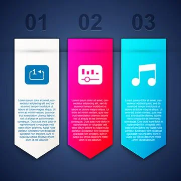 Set Repeat track music player, Music equalizer and note, tone. Business Stock Illustration