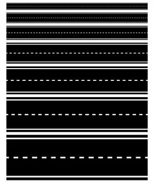 Set of repeatable road shapes with dashed lines Illustrazione stock