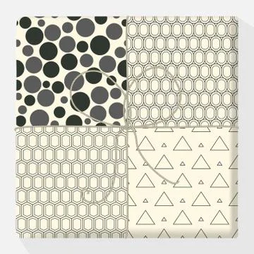 Set of repeating and seamless patterns on a gift box. Mock up vector variatio Stock Illustration