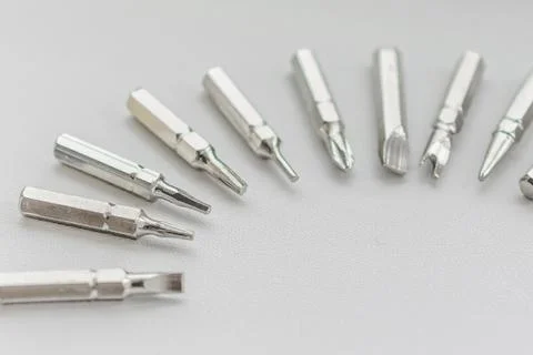 A set of replaceable tools to keep the handle Foto stock