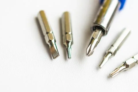 A set of replaceable tools to keep the handle Foto stock