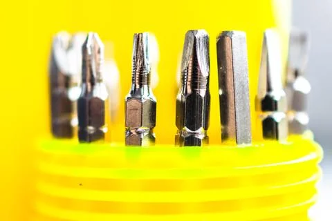 A set of replaceable tools to keep the handle Foto stock