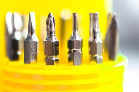 A set of replaceable tools to keep the handle Stock Photos