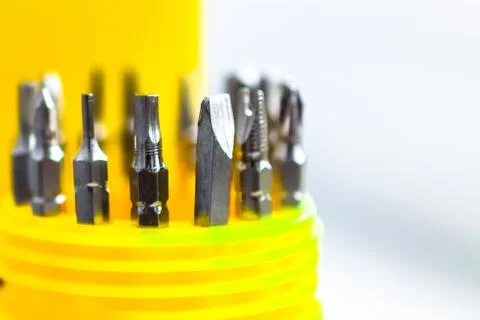 A set of replaceable tools to keep the handle Stock Photos
