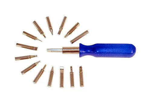 A set of replacement heads for screwdriver Foto stock