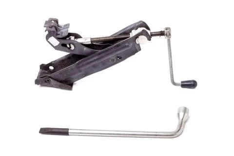 Set for replacing the wheel in the event of a breakdown on the motorway - a w Stock Photos