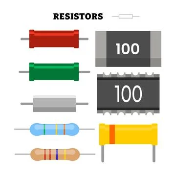 Set of resistor icon set collection vector illustration, essential part of .. Stock Illustration