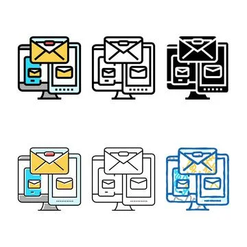 Set responsive email design marketing color icon vector 스톡 일러스트
