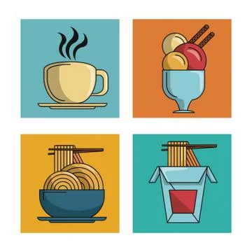 Set of restaurant elements Stock Illustration