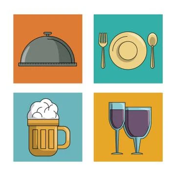Set of restaurant elements Stock Illustration