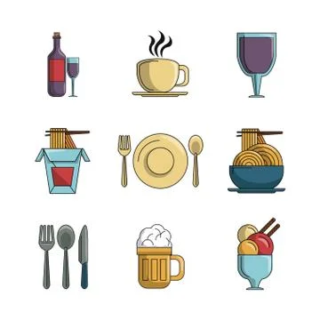 Set of restaurant elements Illustrazione stock