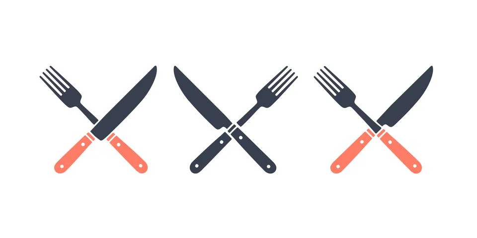 Set of restaurant knife, fork Stock Illustration