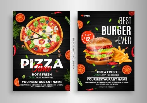 Set of restaurant menu, brochure, flyer design templates in A4 size. Stock Illustration