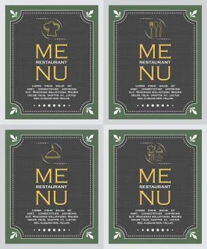 Set of restaurant menu cover background in retro style Stock Illustration