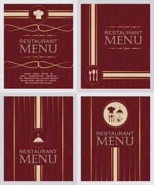 Set of restaurant menu design cover template in retro style Stock Illustration