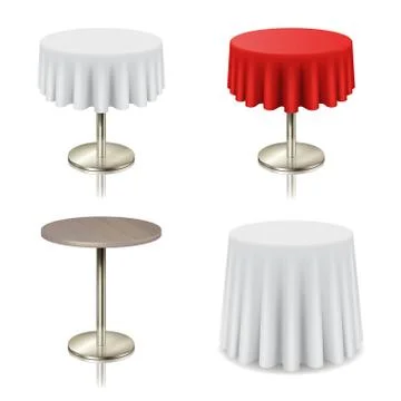 Set restaurant round tables with tablecloth and without icon isolated Stock Illustration