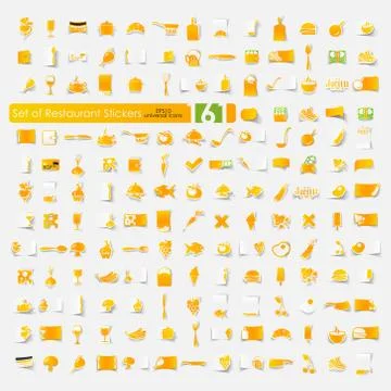 Set of restaurant stickers Illustrazione stock