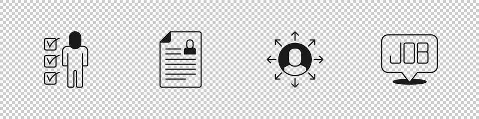 Set Resume, Multitasking manager working and Search job icon. Vector イラスト素材