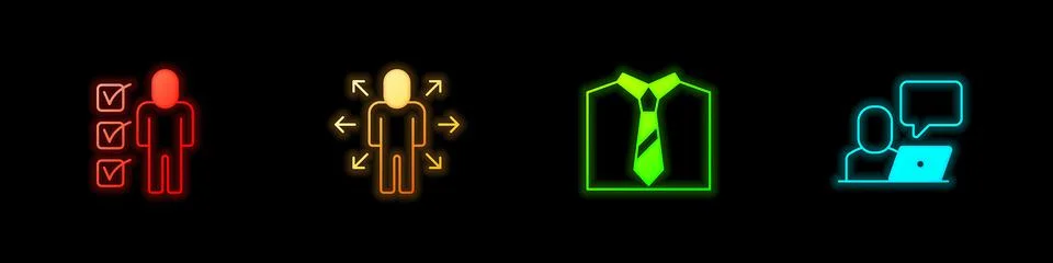 Set Resume, Multitasking manager working, Tie and Freelancer icon. Vector Illustrazione stock