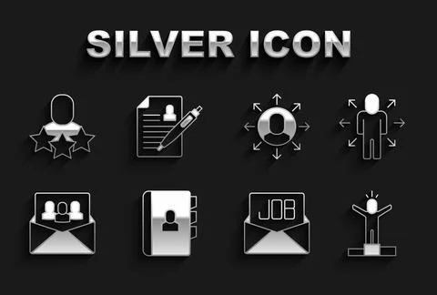 Set Resume, Multitasking manager working, Productive human, Search job, Proje Stock Illustration