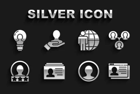 Set Resume, Project team base, Create account screen, Head hunting, with lamp Illustrazione stock