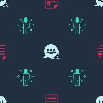 Set Resume, Project team base and Multitasking manager working on seamless .. Stock Illustration